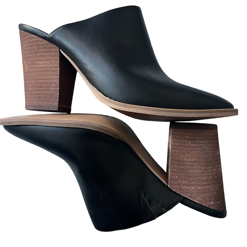 NEW MAYA STACKED HEEL VEGAN MULE BOOTIE IN BLACK SIZE 10